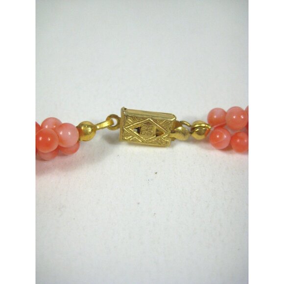 Vintage Coral Carved Bead Necklace Multi Strand Fresh Water Pearls 25 inch - Picture 7 of 13